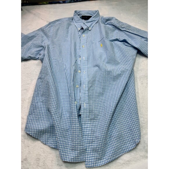 Polo Ralph Lauren Button Shirt Men's Xl Blue Checkered Short Sleeve Classic Fit - Picture 2 of 8